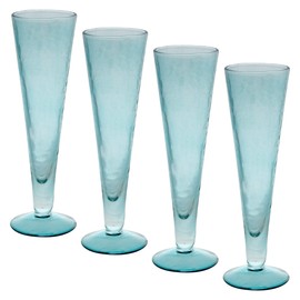 Karma Catalina Footed Champagne Flute Teal Set Of Four