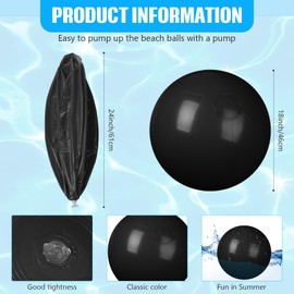 kymqlyw 2 Pcs Inflatable Beach Ball 24 inch Swimming Pool Balls Summer Outdoor Decor Ball Ornaments Floatable Ball for Swimming Pool Birthday Party Supplies (Black)
