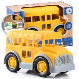 PLAY Eco-Friendly School Bus Toy, [USDA Certified] No BPA/Phthalate/PVC, Recycled Bioplastic Bus Toy Gift for Boy Girl 1-4, Fine Motor Skills Car Toys Vehicle Gift for Kids