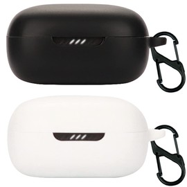 Acadeny Compatible for JBL Live Free 2 TWS Headphone Case, [Supports Wireless Charging] [Shockproof Protective Case] Silicone Headphone Case (Black-White)