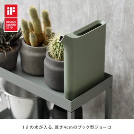 ideaco Slim Water Caddle, 3.3 gal (1 L) Mizusashi moss green, Width 7.9 inches (20 cm), Depth 1.6 inches (4 cm), Height 9.8 inches (25 cm)