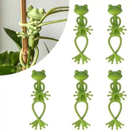 JWlock 5-Pack Green Frog Plant Stand & Holder – Durable UV-Resistant Frog Pot Hugger Clips for Indoor & Outdoor Plants – Space-Saving Design, Stable Climbing Support for Vines & Succulents