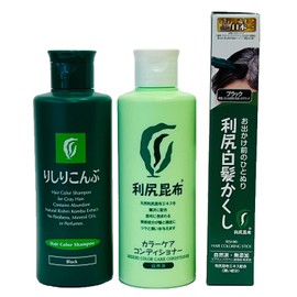 Rishiri Color Shampoo Black (6.7fl Oz) + Color Stick Black (0.7oz)+Color Conditioner (6.7fl Oz)