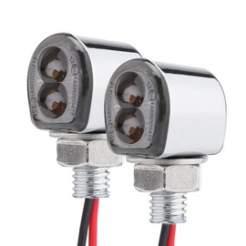 TSUNG Mini Motorcycle Turn Signals Light LED Micro Blinkers Small Front Rear Indicator Compatible with Harley Davidson Indian Honda Suzuki Triumph Cafe Racer Bobber Street Bike (B-Chrome)