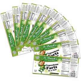 10 Pack - Leprechaun Farts St. Patrick's Day Novelty Soup Can Labels - Funny Joke Gag Gift or Prank - Party Decorations, Supplies and Favors, Irish, Pub, Bar, Man Cave Decoration (10)
