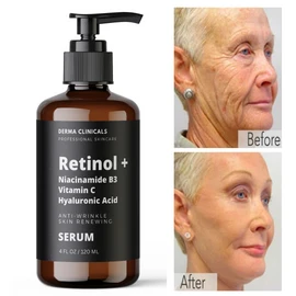DERMA CLINICALS Retinol, Niacinamide, Vitamin C, Hyaluronic Acid, AntiAging Wrinkle SERUM - 4oz