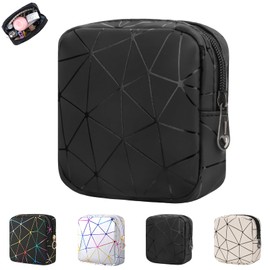 Desing Wish Makeup Pouch, Small 4.3 x 4.3 inches (11 x 11 cm), Mini Makeup Pouch, PU Leather Pouch, Women's, Cosmetic Pouch, Small Cosmetic Pouch, Portable, Travel, Lightweight, black