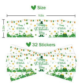 St. Patrick's Day Water Bottle Labels,Green Shamrocks Water Bottle Stickers, Happy St. Patrick's Day Bottle Wrappers for Irish Holiday, St Patrick's Party Decorstions