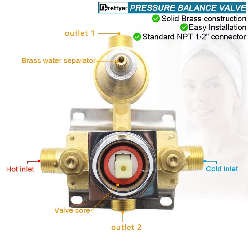 2 Way Outlet Shower Diverter Valve Mixer Rough Brass 2