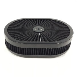1st-racing 12"x2" Washable Oval Filter Flow Air Cleaner  FOR 5-1/8" Opening Carbs 12" by 2"