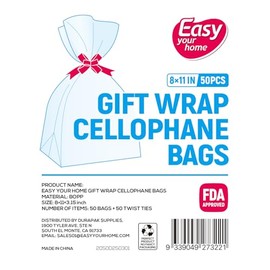 EASYYOURHOME 50 Gift Wrap Cellophane Bags 8x11in