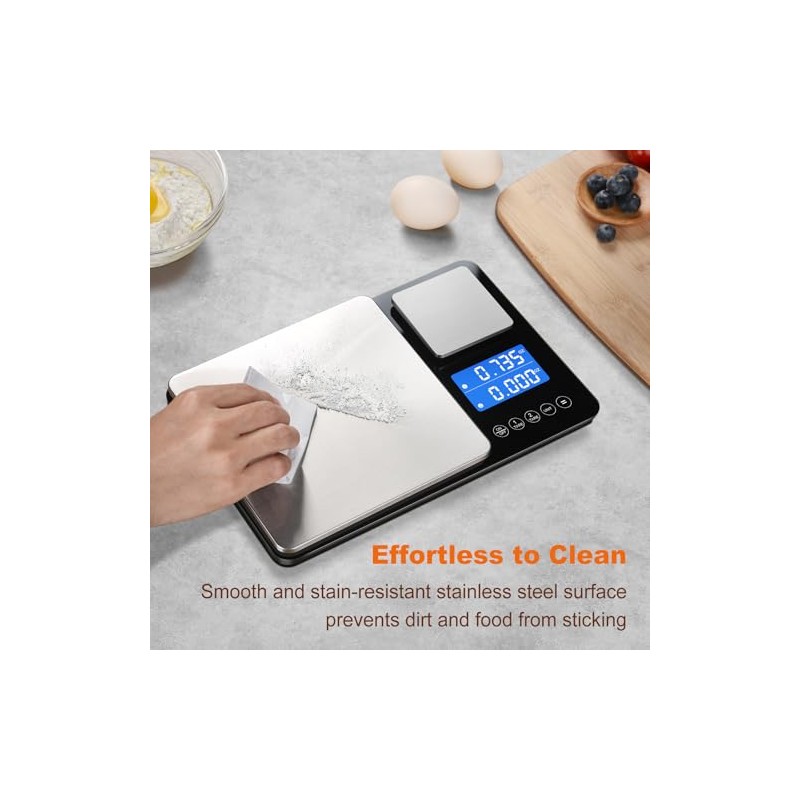 KUAIVO 0.001oz/33lbs Dual Platform Food Kitchen Scales Digital Weight Grams