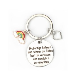 Gallkeat Thank You Colleague Keychain Keyring with Heart Thank You Favourite Colleague Farewell Gift Job Change New Job Easter Gifts, silver, S