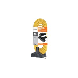 Prime EC600725K 25' 14/3 SJTW Yellow Triple-Tap Outdoor Extension Cord