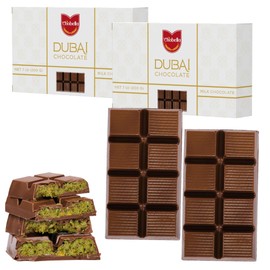 Chobella Dubai Chocolate Bar Pistachio 2 Pack, Premium Pistachio Dubai Chocolate Bar with Shredded Phyllo Dough, Viral Knafeh Candy with Kataifi, Gift Box (Total 14 Oz - 400 g)