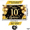 10th Happy Birthday Black Wall Banner,Foil