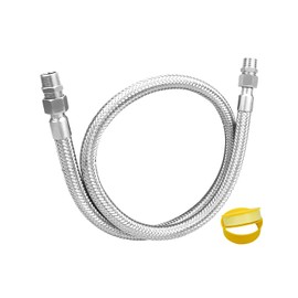 Industrial Grade Compressor Jumper Hose, 1/2" NPT Male x 48" Length, 750°F, 450 PSI, Flexible Whole Body Stainless Steel Metal Hose with Rotate Freely Fittings and Thread Seal Tapes