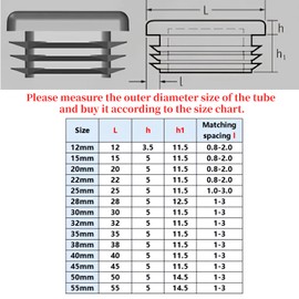 20PCS Round Plastic End Caps,Round Plastic Plugs,50MM Round Chair Leg Pipe Tube Insert Blanking Cover,End Cover Caps for Furniture Tables Desks Chairs Bed