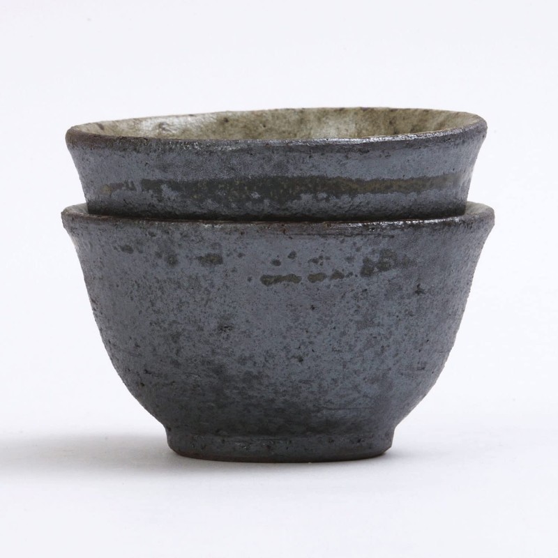 Yamasho Pottery Sumi-iro Futari Teaware Teapot and Teacup Set, Shigaraki