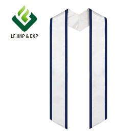 Wholesale Graduation Stole With Trim in Various ColorsSize: 72", Color: White & navy