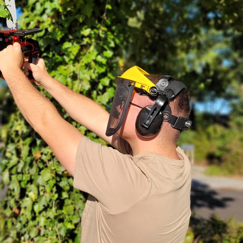 TRUTZHOLM Face protection with ear protection, mesh visor, eye protection