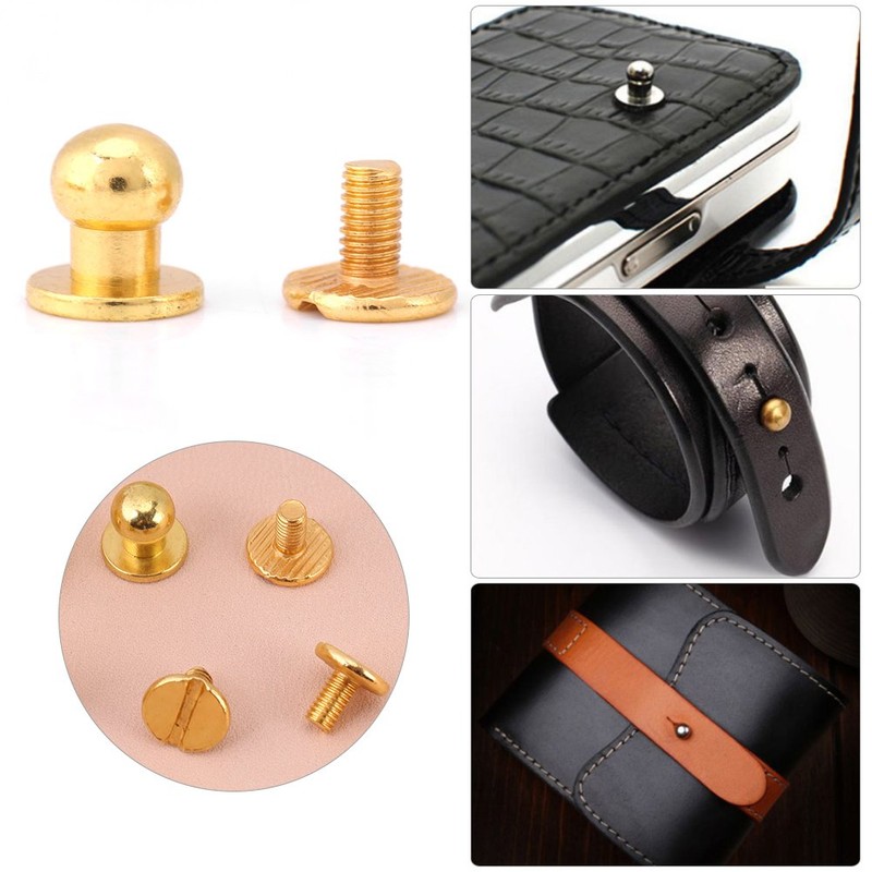 Button Rivets Screw Rivets, 20 Pieces Round Head Copper Rivets