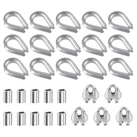 30 Pcs Wire Rope Thimble Sets M4 Wire Rope Clip With M4 Wire Rope Thimbles，Wire Rope Clip M4 Cable Clamp，Wire Rope Clamp For Wire Rope 4mm,Stainless Steel Rope Grips ，Wire Rope Clamp U Bolts