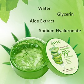 ASYBO 300 ml Aloe Vera Gel - 99% Pure Aloe Vera Moisturiser for Face and Body, Natural Aloe Cream for Dry Skin, Sunburn, Acne