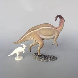 XINPANYIAN 1:35 Nanmu Parasaurolophus with Base Figure Nutcracker Soldier Statue Dinosaur Model Running Posture (Brown Color)
