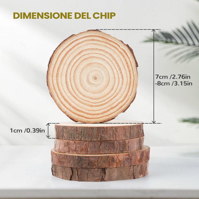 18 Dischi di Legno, Tronchetti da 7-8 cm per Decorazioni