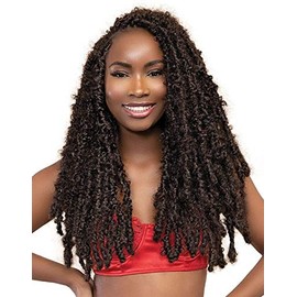 Janet Collection Nala Tress BUTTERFLY LOCS Crochet Braid 18 (1B (Off Black))