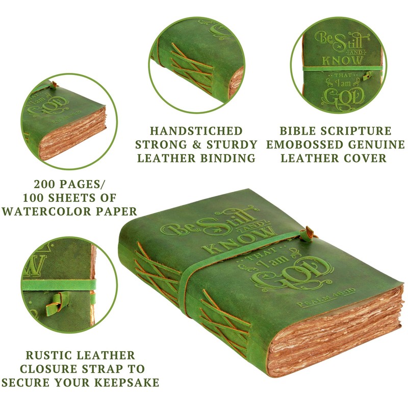 Bible Journal - Psalm 46v10 Embossed Bible Inscription - Leather
