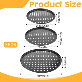Pizza Pan Set, 9 Inch &10 Inch &12 Inch Carbon Steel Baking Pan, Perforated Round Pizza Pan, Nonstick Pizza Pans for Home Baking Kitchen Oven, High-Temperature Resistant, Durable & Easy Cleanup