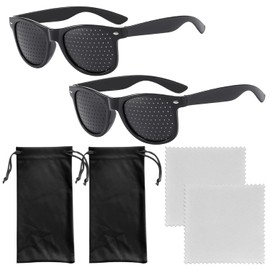 NyxSeat Pack of 2 Hole Glasses, 2 Glasses Cloths, 2 Glasses Pockets, Eyelet Sunglasses, Travel Nail Sunglasses, Mesh Glasses for Men and Women (Black), black