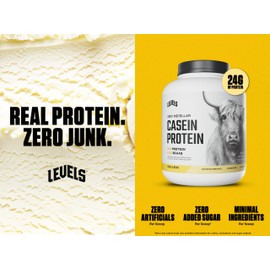 Levels 100% Micellar Casein Protein, Hormone Free, Vanilla Bean, 4LB