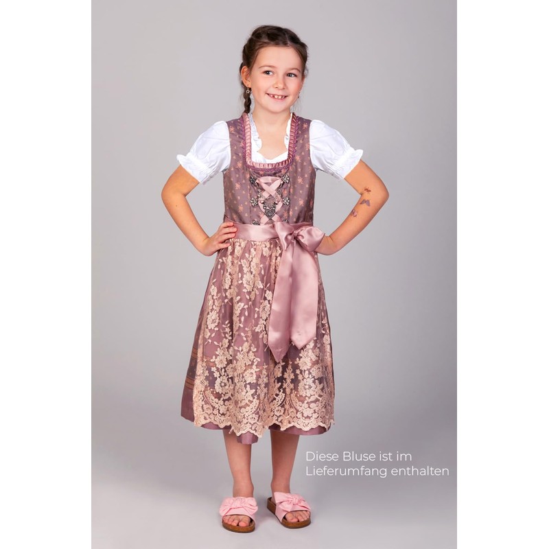 Edelnice Trachtenmode Madeleine Children's Dirndl 3-Piece Set Including Blouse, Apron