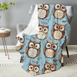 Aesthetic Owl Throw Blanket - Ultra Soft, Plush, Lightweight, Warm, Fuzzy Anti-Pilling Flannel Blanket for Couch, Bedroom, Travel, Sofa, Living Room 50in×60in