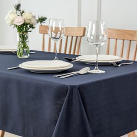 maxmill Slubby Texture Tablecloth Water Resistance Antiwrinkle Spillproof Soft Washable Jacquard Table Cloth for Dining Room, Event Banquet Party Holiday Dinner, Rectangle 60 x 104 Inch, Navy Blue
