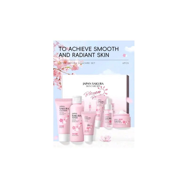 Set Cuidado Facial Sakura 6pzs Piel Radiante Rejuvenece!
