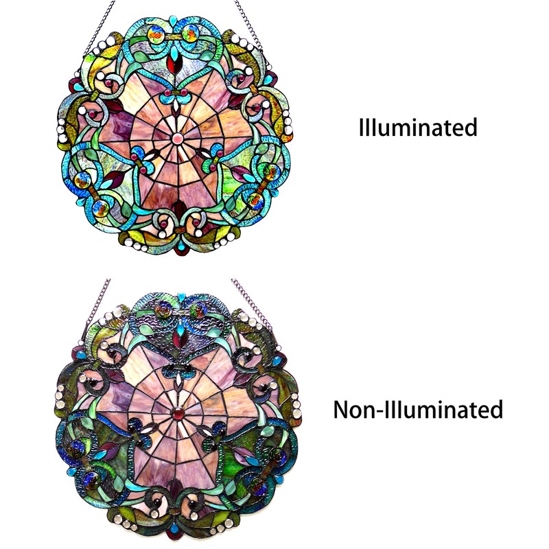 RADIANCE goods Tiffany-Glass Victorian Window Panel 20"