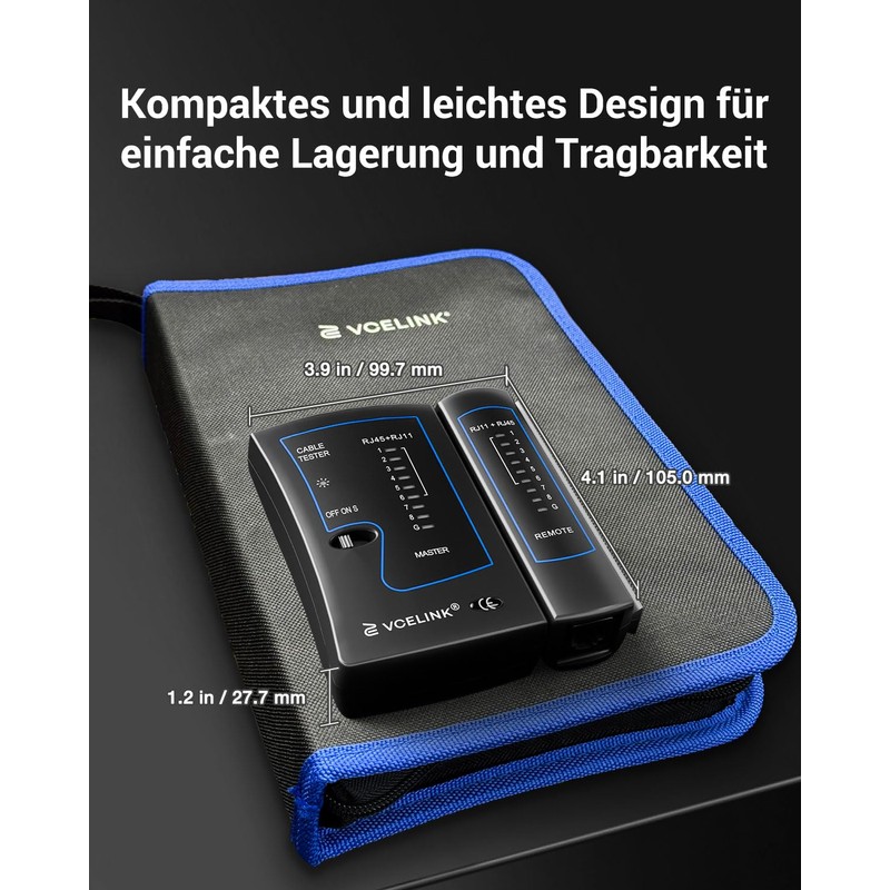 VCELINK Kabeltester, Netzwerktester Kabeltester für RJ45 RJ11 Kabel-Patchkabel-Leitungstester, LAN Tester,
