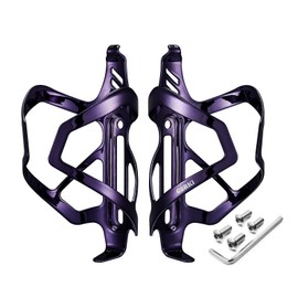Corki Cycles Heavy Duty Bike Water Bottle Holder, Lightweight Aluminum Cage Shockproof Design for Road Mountain Gravel Bikes, Holds 21-32 oz, 2-Pack Purple