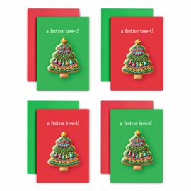 Huxters Money Christmas Cards Wallets Pack of 4 Pack Contains Festive Christmas Tree Design - Universal Wallet for Cash Voucher and Voucher on Display Card A6 Size
