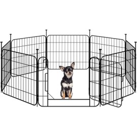 Yaheetech Dog Playpen for Puppy/Small Dogs, Foldable Pet Pen Expandable Fence with Door for Indoor/Outdoor Use, 20 inch 8 Panels