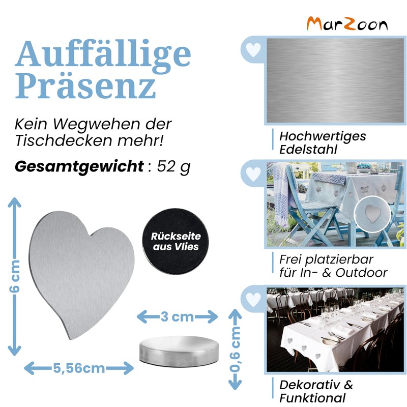 Marzoon 4 Magnetic Tablecloth Weights Made of Stainless Steel, Tablecloth