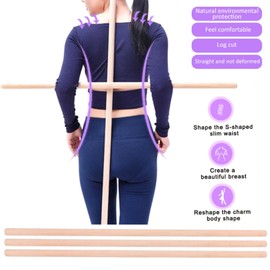3Pcs Multi-Use Wooden Yoga Stick,Smooth Yoga Stick, Portable Posture Corrector Pole, Dowagers Hump Corrector, Neck Hump Corrector for Yoga Fitness Gym