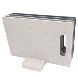 Cutting Board Set with Holder, 4 Pcs Plastic Cutting Boards with Handles for Kitchen, Dishwasher Safe