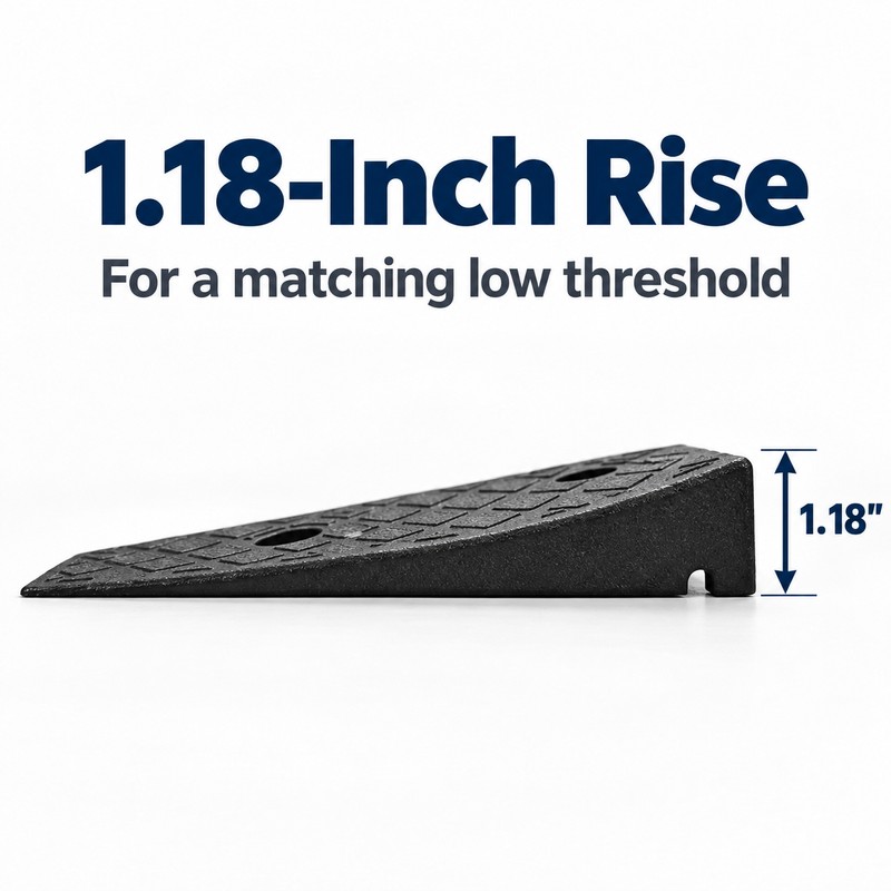 Plastic Threshold Ramp – 1.18-Inch Rise, 19.69-Inch Width, Textured Surface,