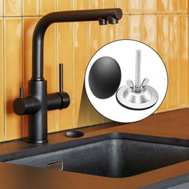 Quadafy 2 Inch Kitchen Sink Hole Covers, Faucet Hole Cover Stainless Steel Wash Basin Kitchen Sink Tap Hole Plate Stopper, Sealed Decoration Hole Cover (Black), 520860