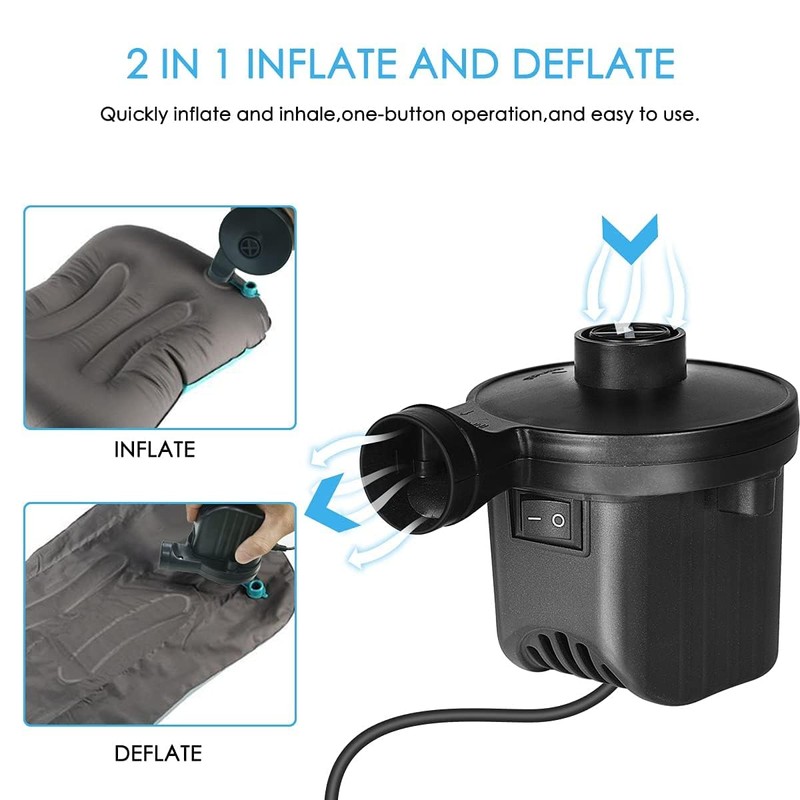 ieron 220-240V Electric Air Pump, 3 Nozzles, Inflator, Deflator, Electric